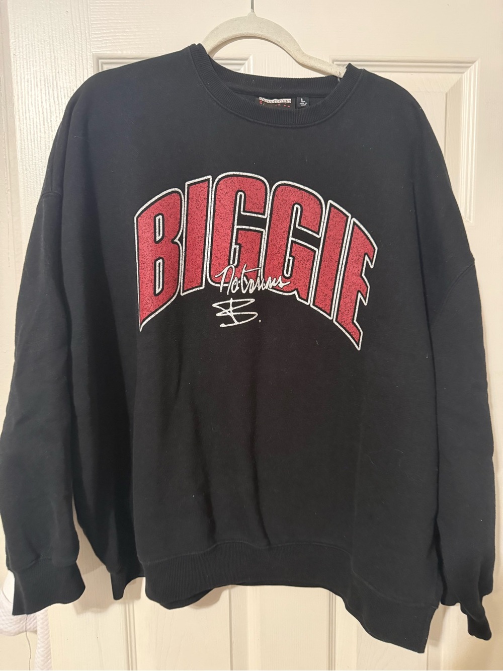 Biggie Oversized Graphic Crewneck Sweater - Black/Red
